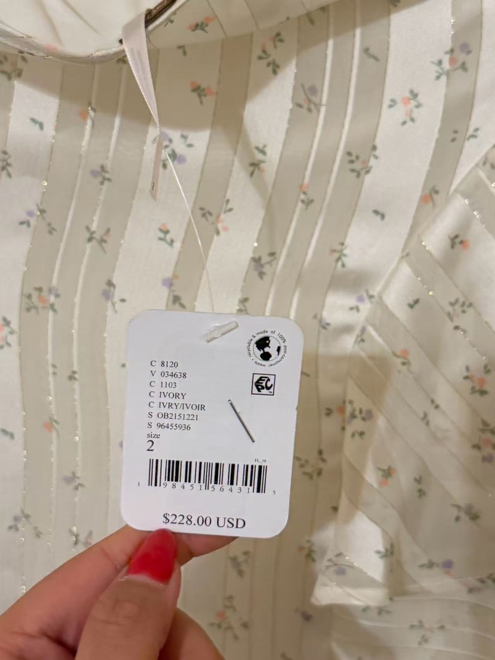 Free People Ivory Floral Midi Dress with Pleated Details